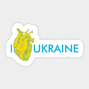 I love Ukraine, an anatomical heart in the colors of the flag. Sticker